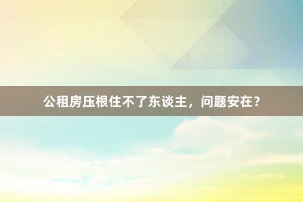 公租房压根住不了东谈主，问题安在？